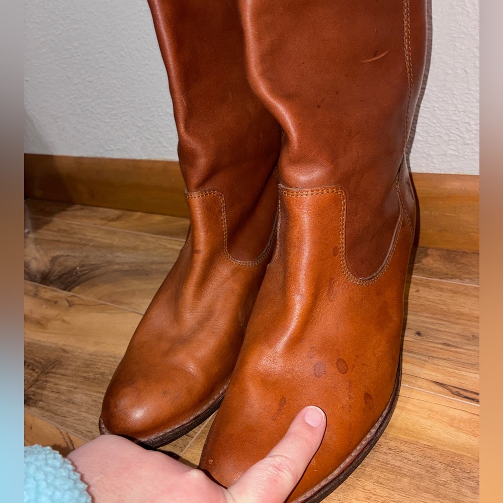 Frye Women's Jackie Button Tall Leather Riding Boots, conic - size 10 - Picture 11 of 12